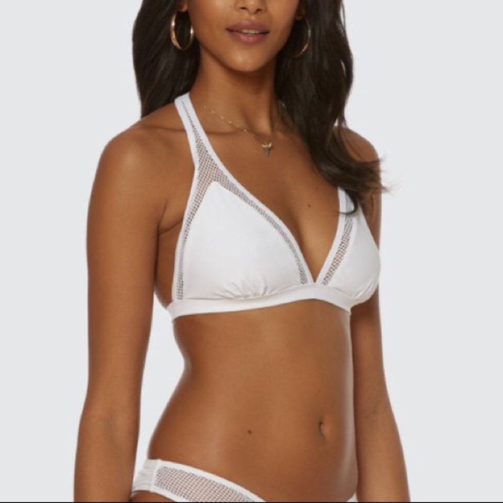 DOLCE VITA White Courtside Mesh Bikini Top